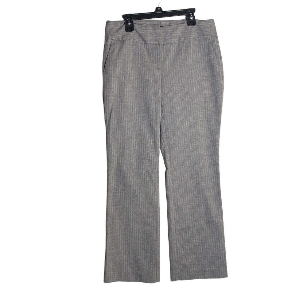 Ann Taylor Factory Pants Womens SZ 0 Curvy Gray Stripe Trouser Classic Runs Big